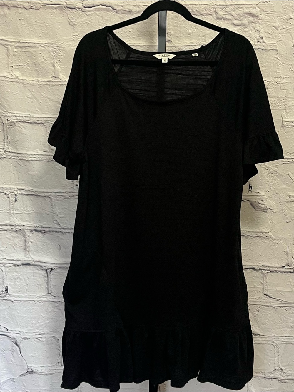 Max Studio Black Ruffle-Sleeve Midi Dress